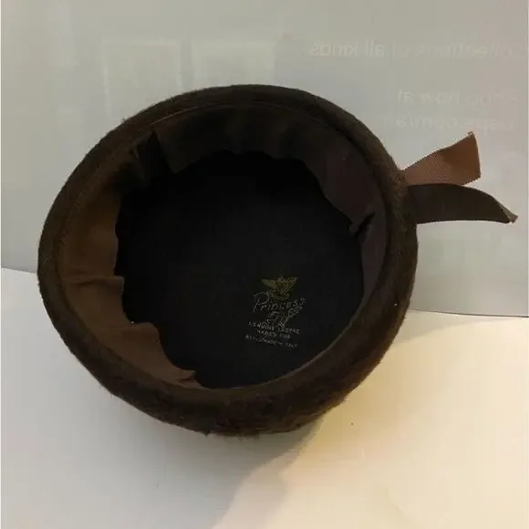 Italian Genuine Lustre Hat Princess Rabbit Fur Angora Grandma Formal 50s Vintage - Picture 5 of 10